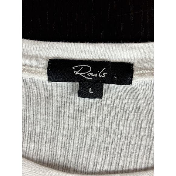 Rails Laurel Tee White Large Stretch Short Sleeve Eyelet Puff Sleeves - Picture 3 of 10